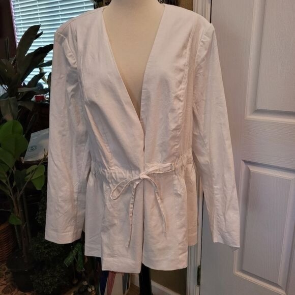 Lane Bryant Linen Blend Utility Jacket White Size 20 1X 2X Contemporary Modern - Picture 1 of 7